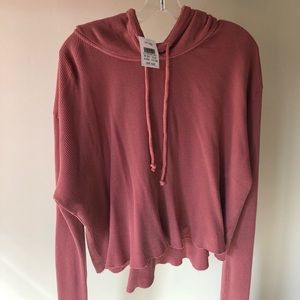 Brandy Melville Pink/Peach Thermal Hoodie